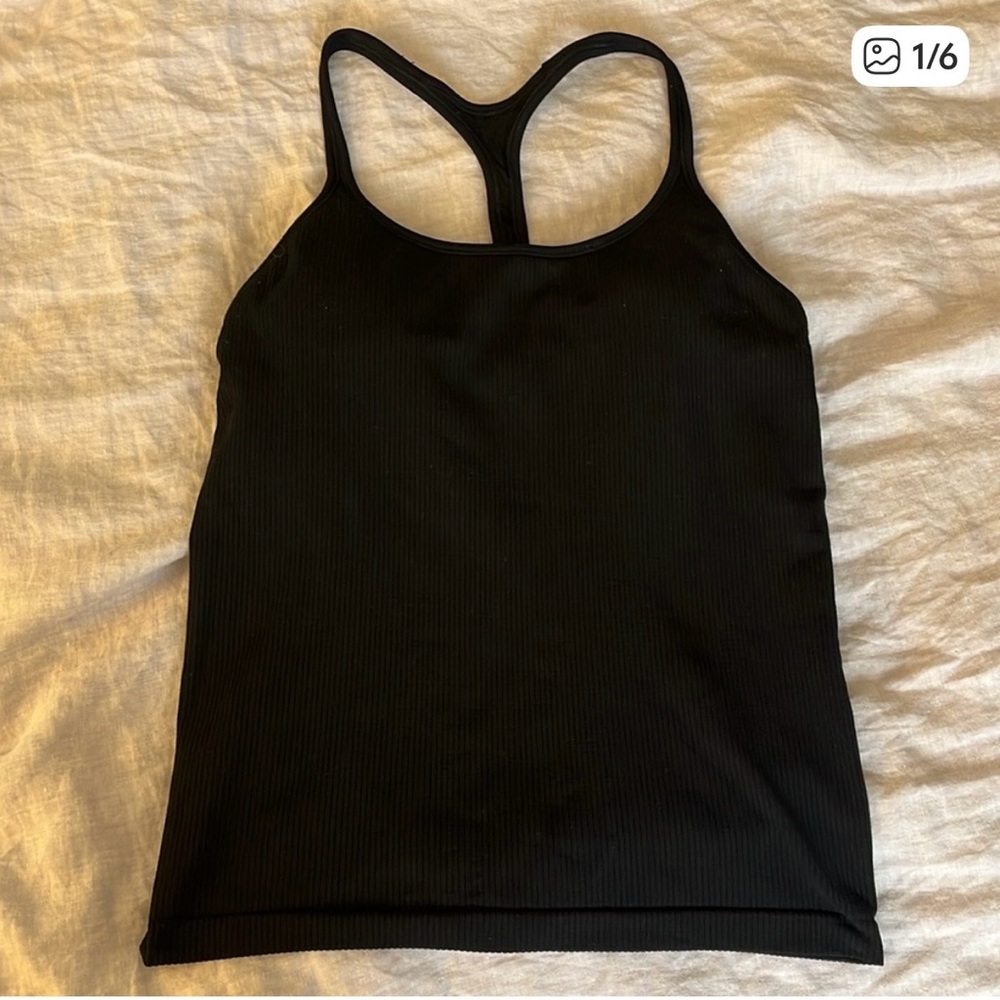 Athleta Ribbed Racer Back Black Tank size Medium
